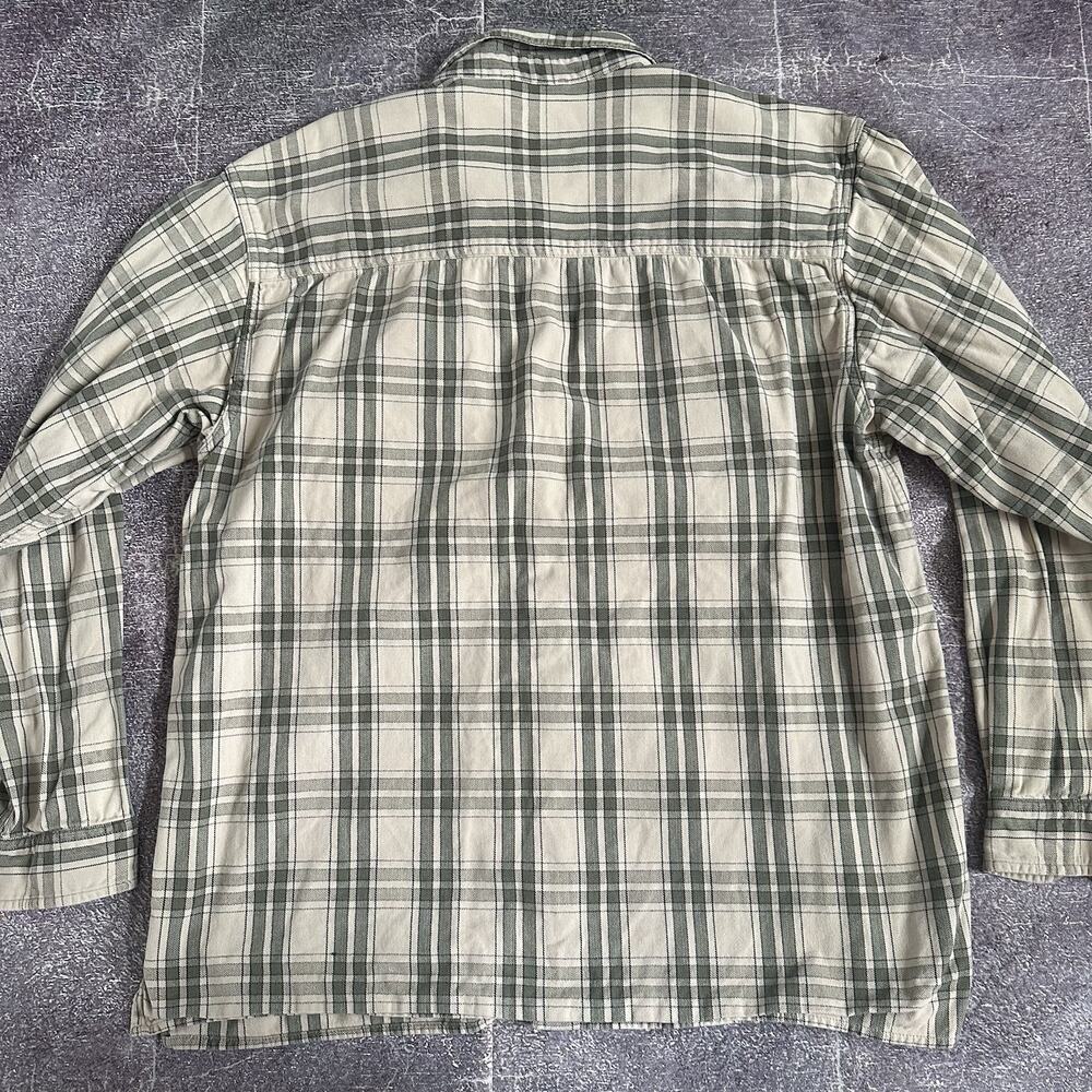 Men's Vintage Y2K The North Face Beige Green Cotton Flannel Button Up Shirt Sz L - Picture 4 of 4